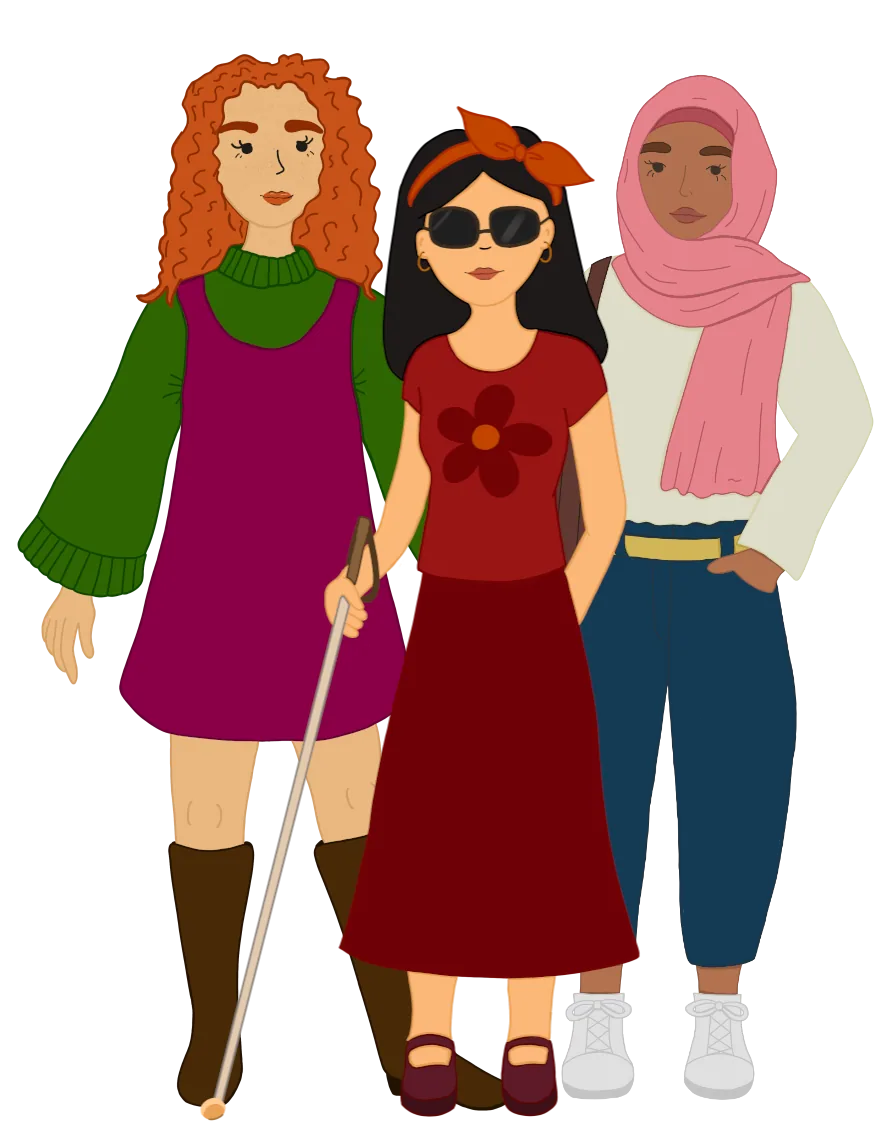 Illustration einer Gruppe junger Frauen auf der Beratungsseite